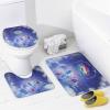 FBMLBRB Aesthetic Art Blue Sky Theme 4 Pcs Waterproof Shower Curtain Set,Modern Fantasy Indian Dreamcatcher Nebula Moon Feather with Waterproof Toilet Cover Shower Mat Rugs view 4