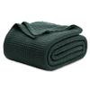 Bedsure Gentlesoft 100% Cotton Blanket Queen Size for Bed - Breathable and Soft for Spring Summer, Thick Cozy Waffle Weave Blanket Gifts for Women, Dark Green, 90x90 Inches view 1