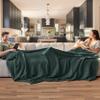 Bedsure Gentlesoft 100% Cotton Blanket Queen Size for Bed - Breathable and Soft for Spring Summer, Thick Cozy Waffle Weave Blanket Gifts for Women, Dark Green, 90x90 Inches view 2