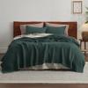 Bedsure Gentlesoft 100% Cotton Blanket Queen Size for Bed - Breathable and Soft for Spring Summer, Thick Cozy Waffle Weave Blanket Gifts for Women, Dark Green, 90x90 Inches view 3