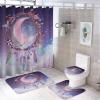FBMLBRB Rustic Indian Dreamcatcher 4 Pcs Waterproof Shower Curtain Set,Abstract Spring Flower Feather Hummingbird Moon with Waterproof Toilet Cover Shower Mat Rugs view 1