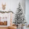 1.8M Artificial Christmas Tree,Winter Party Decoration with Realistic Branch,Snow Christmas Holiday Pencil Tree Reinforced Metal Base and Easy to Assembly (White) view 1