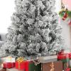 1.8M Artificial Christmas Tree,Winter Party Decoration with Realistic Branch,Snow Christmas Holiday Pencil Tree Reinforced Metal Base and Easy to Assembly (White) view 3