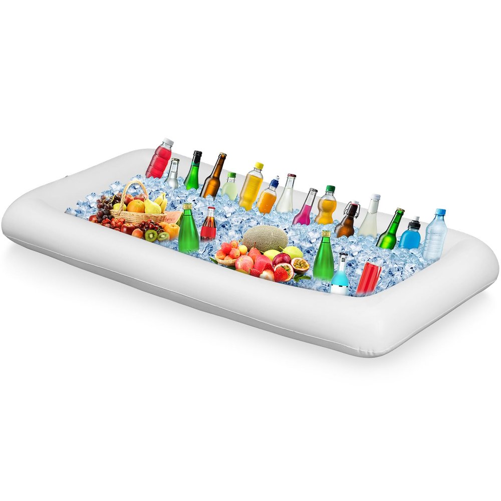 Leitee Inflatable Serving Bar Ice Buffet Cooler Serving Tray,White