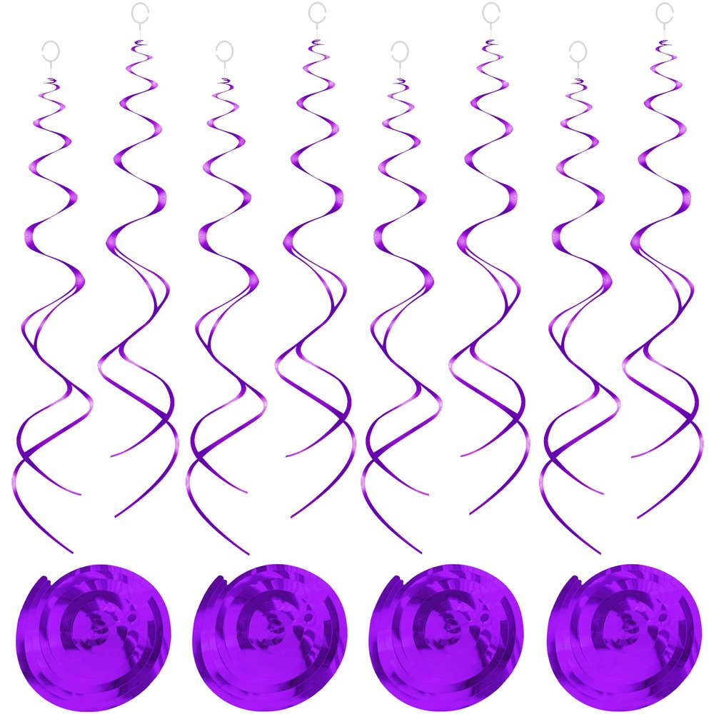 30 pcs Purple Hanging Swirls Party Decorations Party Streamers for Ceiling Party Decorations