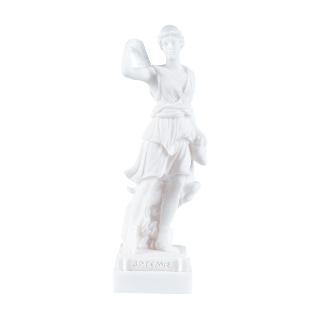 Goddess Artemis Diana Greek Statue Nature Moon Alabaster 6.2 Inches (16 cm)