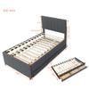 CITYLIGHT Twin Size Upholstered Platform Bed with Headboard, Wood Bed Frame with Pull-Out Trundle and 3 Drawers Underneath, Linen Twin Trundle Bed with Storage for Kids Girls Boys,Gray view 2