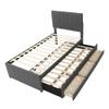CITYLIGHT Twin Size Upholstered Platform Bed with Headboard, Wood Bed Frame with Pull-Out Trundle and 3 Drawers Underneath, Linen Twin Trundle Bed with Storage for Kids Girls Boys,Gray view 4