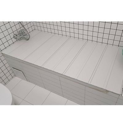 Bathtub Tray Dust-Proof Bathtub Cover Bath Lid, Folding 1.2cm Thickness Bathtub Tray Storage Rack, PVC Insulation Cover Shutter Bath Lid for Shower Bath Table Shelf Multifunctional (Color : White, S