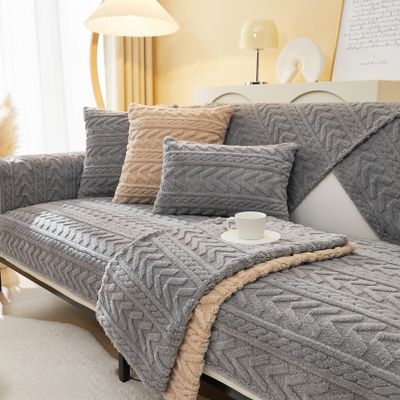 Sofa Slipcover Couch Covers Non-Slip Bed Blanket Sectional L Shape Washable Sofa Chaise Cover Furniture Protector 3 2 4 1 Seater for Kids Large Dogs Pets Cats Puppy ( Color : Gray , Size : 90*70cm )
