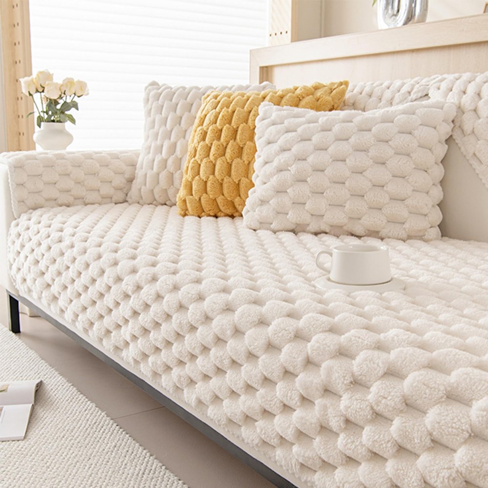 Funny Fuzzy Couch Cover Washable Sectional Sofa Slipcovers for 1/2/3/4 Cushion Pet Friendly Super Cozy Plush