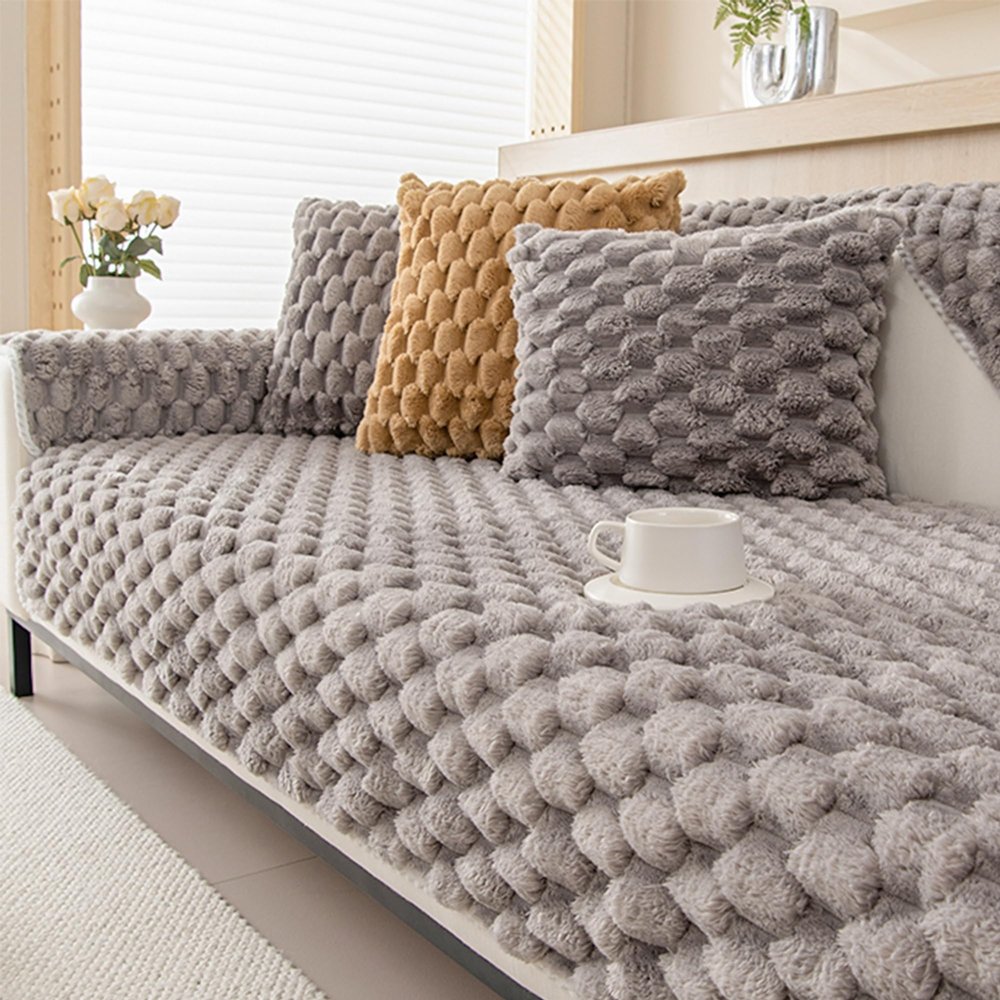 Funny Fuzzy Couch Cover - Washable Sectional Sofa Covers for 1/2/3/4 Cushion Couch - Pet Friendly Slipcovers - Furniture Protector for Dogs - Super Cozy Plush (Not All Set)