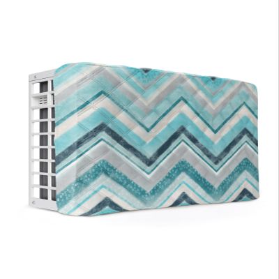 T&H XHome Indoor Air Conditioner Cover - Northern Europe Blue Geometric Wave Stripes Double Insulation Waterproof Adjustable Inside Window AC Unit Cover Parts with Free Elastic Straps, 28x20x3.5IN