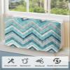 T&H XHome Indoor Air Conditioner Cover - Northern Europe Blue Geometric Wave Stripes Double Insulation Waterproof Adjustable Inside Window AC Unit Cover Parts with Free Elastic Straps, 28x20x3.5IN view 4