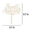 Happy 50th Anniversary Cake Toppers Wood, Cheers To 50 Years Old Party Decorations 50 Year Anniversary Wooden Cake Decor, Fifty Theme Cake Decorations For Wedding Birthday Company Anniversaro view 2