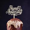 Happy 50th Anniversary Cake Toppers Wood, Cheers To 50 Years Old Party Decorations 50 Year Anniversary Wooden Cake Decor, Fifty Theme Cake Decorations For Wedding Birthday Company Anniversaro view 4