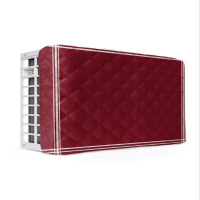 T&H XHome Indoor Air Conditioner Cover - Solid Color Wine Red Double Insulation Waterproof Adjustable Inside Window AC Unit Cover Parts with Free Elastic Straps, 17x13x3.5IN