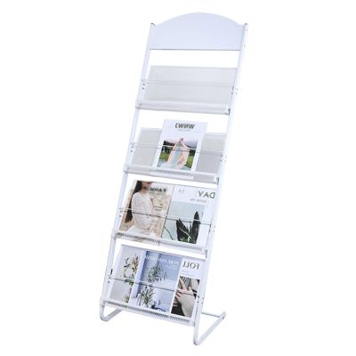 CIRCIR Magazine Rack Brochure Holder Magazine Rack Brochure Stand for Office, Foldable Compact Literature Storage Rack, Coffee Shop Entryway Display (Color : White, Size : 48x38x144cm/19x15x57in)