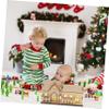 ifundom 2pcs Christmas Wooden House Decor Adornments for Home Office and Party Creative Xmas Village Decorations to Festive Atmosphere view 3