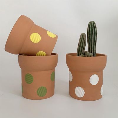 BOugez Polka Dot Ceramic Flower Vase, Modern Pop-Style Plant Pot, Terra Cotta Vase for Bohemian Home Decor, Table Shelf, Living Room Decoration, Shelf Decor, Mante (Light Green)