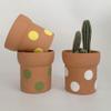 BOugez Polka Dot Ceramic Flower Vase, Modern Pop-Style Plant Pot, Terra Cotta Vase for Bohemian Home Decor, Table Shelf, Living Room Decoration, Shelf Decor, Mante (Light Green) view 1
