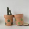 BOugez Polka Dot Ceramic Flower Vase, Modern Pop-Style Plant Pot, Terra Cotta Vase for Bohemian Home Decor, Table Shelf, Living Room Decoration, Shelf Decor, Mante (Light Green) view 2