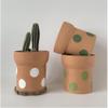 BOugez Polka Dot Ceramic Flower Vase, Modern Pop-Style Plant Pot, Terra Cotta Vase for Bohemian Home Decor, Table Shelf, Living Room Decoration, Shelf Decor, Mante (Light Green) view 4