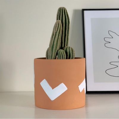 BOugez Alphabet Ceramic Flower Vase, 5.1-Inch Tall, Succulent/Cactus Plant Pot with Drainage Hole, Handmade Planter for Modern Table Shelf Bedroom Living Room Office Desk (Bright Yellow)