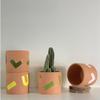 BOugez Alphabet Ceramic Flower Vase, 5.1-Inch Tall, Succulent/Cactus Plant Pot with Drainage Hole, Handmade Planter for Modern Table Shelf Bedroom Living Room Office Desk (Bright Yellow) view 2