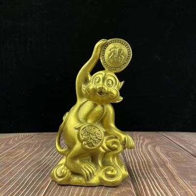 burid Pure Copper Monkey Statues Chinese Zodiac Guardian Feng Shui Office Study Desktop Figurine Home Decoration Housewarming Congratulatory Gift-Monkey