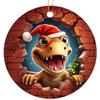 3D Break Through Dinosaur Christmas Ornament - Christmas Oranment - Xmas Tree Decoration - Fun 2023 Christmas Ornament - 3" Round PVC Ornament - Printed in USA AAO238-FBM view 1