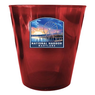 R and R Imports National Harbor Design A Souvenir Plastic 16 oz pint Red 4-Pack
