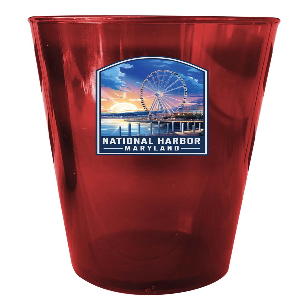 R and R Imports National Harbor Design A Souvenir Plastic 16 oz pint Red 4-Pack