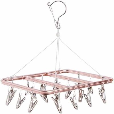 AtEEco 17/20 Clip Stainless Steel Portable Socks Clothespin Useful Clothes Rack Wardrobe Storage Hanger (Color : D)