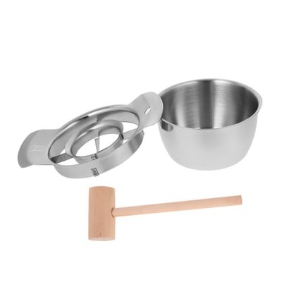 304 Stainless Steel Pomegranate Peeler Tool Set with Wood Hammer Manual Pomegranate Deseeder Easy Cleanup Kitchen Fruit Peeling Tool