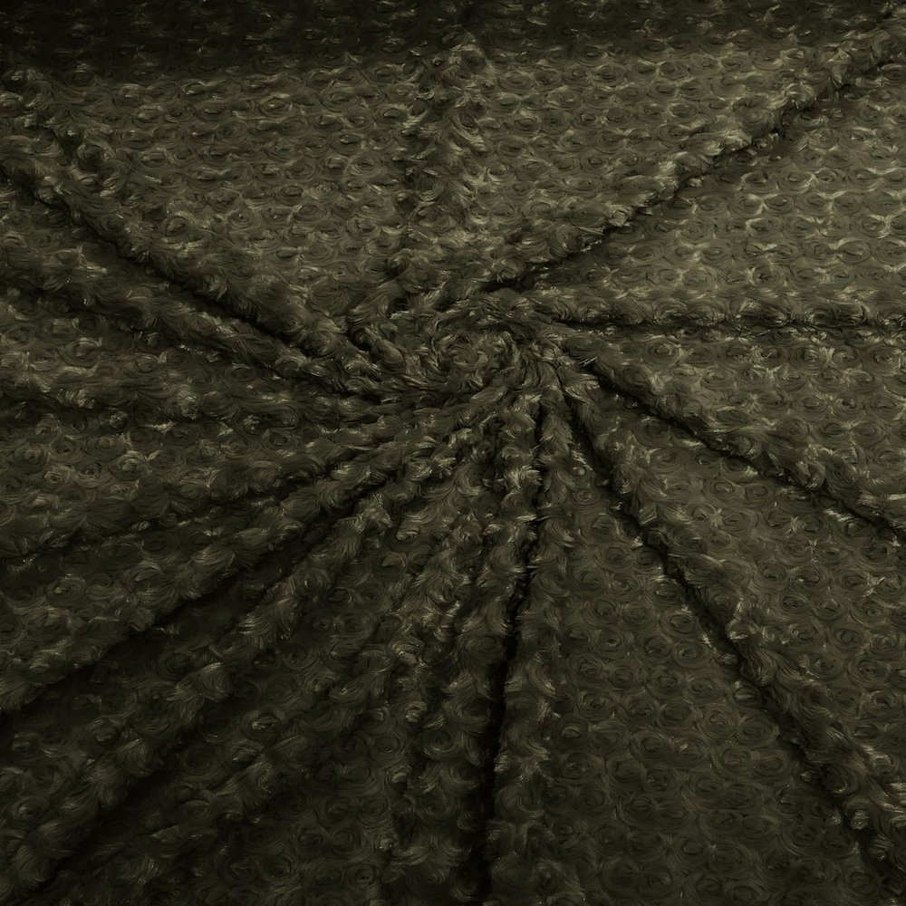 Backdrop King Inc, 58" Wide Minky Swirl Rose Blossom Ball Rosebud Plush Fur Fabric Polyester -Sold by Yard. (Olive, 3 Yards)
