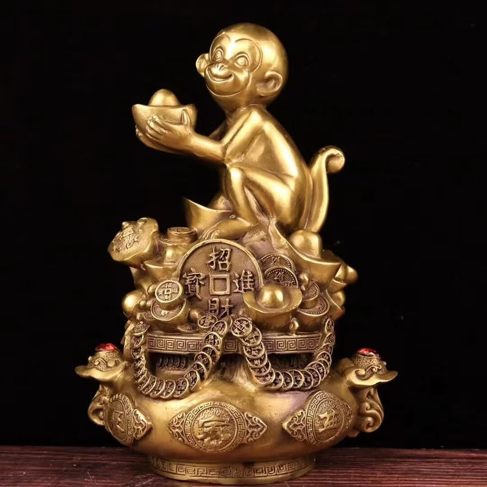 burid Pure Copper Monkey Statues Chinese Zodiac Guardian Feng Shui Office Study Desktop Figurine Home Decoration Housewarming Congratulatory Gift-Monkey