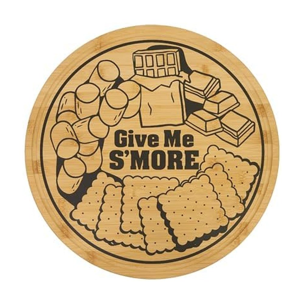 Farberware S'more Board with Recessed Handles, Reversible Kitchen Cutting Board for Entertaining and Meal Prep, Decorative Wood Board, 16 Inch, Bamboo