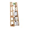 AMUFJJ 4 Tier Ladder Bookshelf Wood, Living Room Study Bathroom Storage Rack Floor, Magazines Rack Table White for Organizers Books Magazines Files(Walnut) view 1