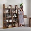 AMUFJJ 4 Tier Ladder Bookshelf Wood, Living Room Study Bathroom Storage Rack Floor, Magazines Rack Table White for Organizers Books Magazines Files(Walnut) view 2