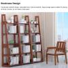 AMUFJJ 4 Tier Ladder Bookshelf Wood, Living Room Study Bathroom Storage Rack Floor, Magazines Rack Table White for Organizers Books Magazines Files(Walnut) view 4