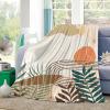 Bohemian Leaf Throw Blanket- Orange Aesthetic Boho Curve Arch Soft Warm Plush Fleece Bed Throw,60x80In Flannel Blankets Burlap Linen Bedding Throws for Women/Men Bedroom Living Room Office Decor view 2