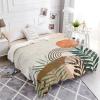 Bohemian Leaf Throw Blanket- Orange Aesthetic Boho Curve Arch Soft Warm Plush Fleece Bed Throw,60x80In Flannel Blankets Burlap Linen Bedding Throws for Women/Men Bedroom Living Room Office Decor view 3
