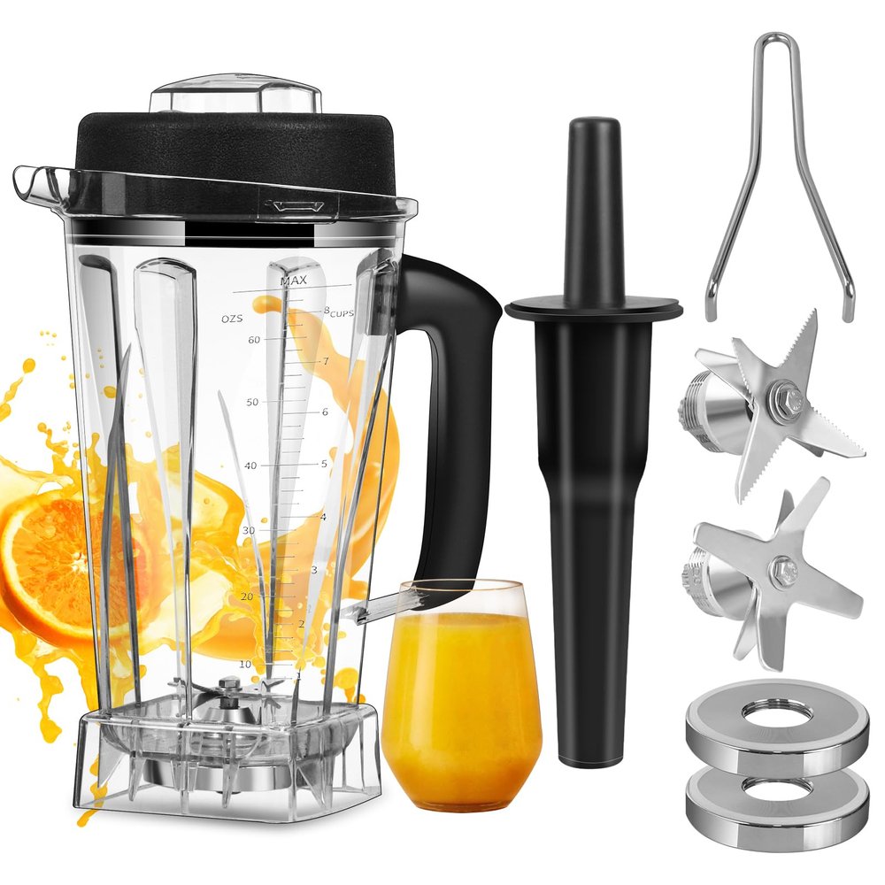 64 OZ Container for Vitamix Blender Pitcher, Replace Classic C-Series 5200 6300 5000 5500 4200 4500 750 Blender Cup,for vitamix Blender Container Jar Cup with Blender Blade Assembly and Tamper