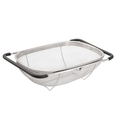4qt Stainless Steel Oval Strainer Basket Colander, Over The Sink Colander Fine Mesh Expandable, Colander For Kitchen Sink, Vegetables, Strain, Drain, Rinse Fruits (6 Quart Strainer Basket)