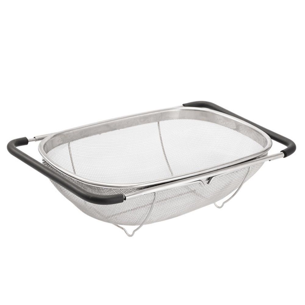 4qt Stainless Steel Oval Strainer Basket Colander, Over The Sink Colander Fine Mesh Expandable, Colander For Kitchen Sink, Vegetables, Strain, Drain, Rinse Fruits (6 Quart Strainer Basket)