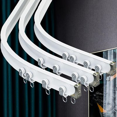 Ceiling Curtain Track, Flexible Bendable Curtain Track Ceiling Wall Mount, Sliding Curtain Track Rail System, Room Divider Ceiling Track For Curtains, Bay Window, RV ( Color : Double-Rail-Top-Mount ,