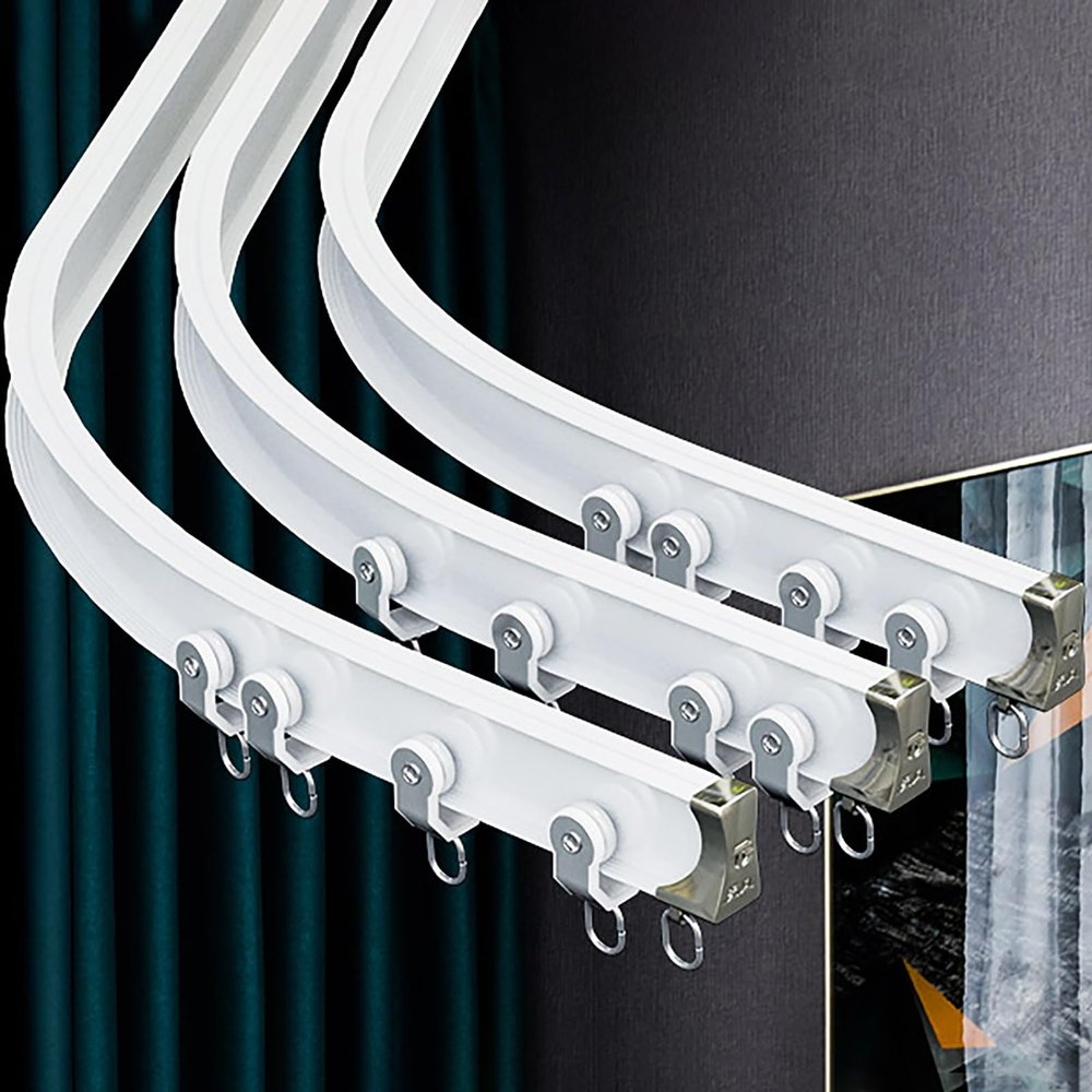 Ceiling Curtain Track, Flexible Bendable Curtain Track Ceiling Wall Mount, Sliding Curtain Track Rail System, Room Divider Ceiling Track For Curtains, Bay Window, RV ( Color : Double-Rail-Top-Mount ,