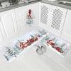Chucoco Farm Christmas Kitchen Floor Mats, Red Barn House Truck with Snowman 2 PCS Anti Fatigue Area Runner Rugs Set Winter Forest Non-Slip Bathroom Comfort Standing Mat Home Decor view 2