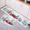 Chucoco Farm Christmas Kitchen Floor Mats, Red Barn House Truck with Snowman 2 PCS Anti Fatigue Area Runner Rugs Set Winter Forest Non-Slip Bathroom Comfort Standing Mat Home Decor view 3